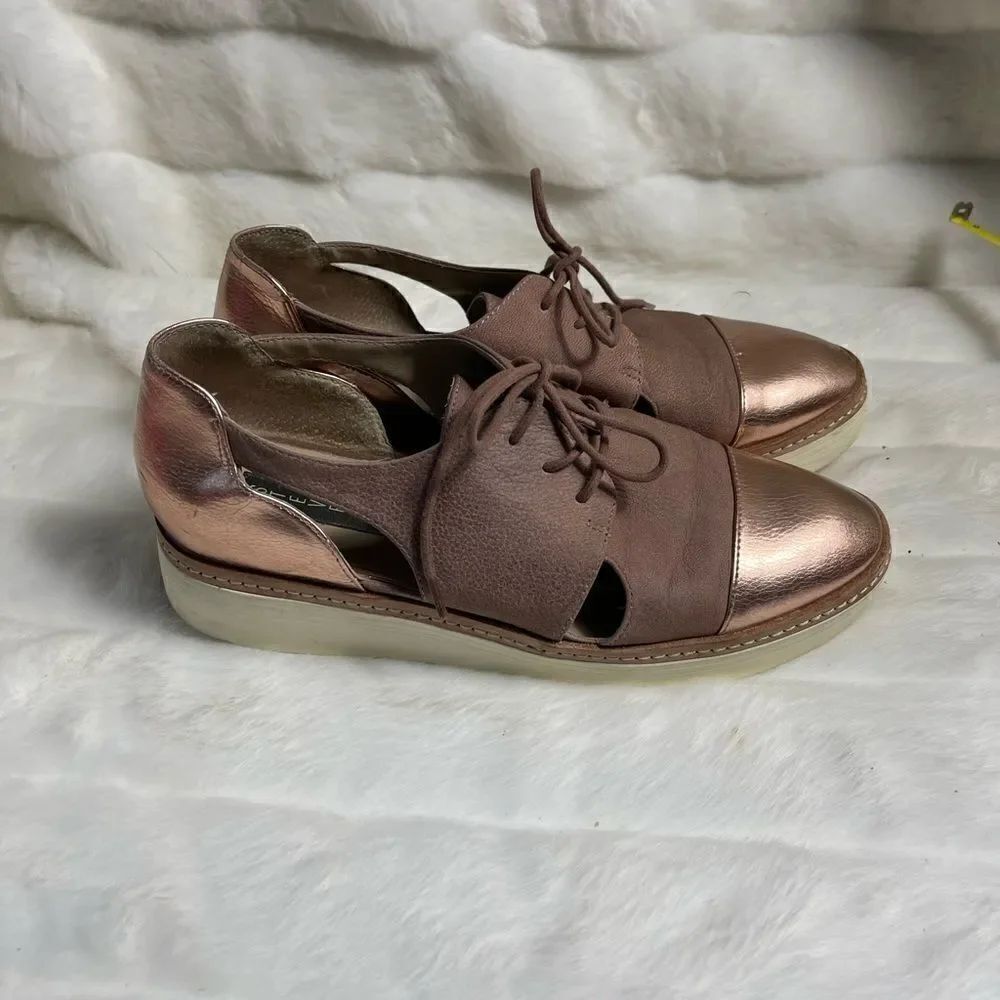 Steven by Steve Madden Pippar Rose gold Leather & PU Oxford platform shoes SZ10B